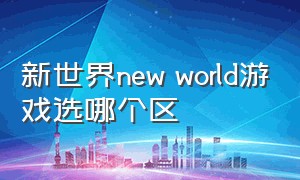 新世界new world游戏选哪个区