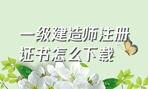 一级建造师注册证书怎么下载