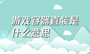 游戏容器直装是什么意思