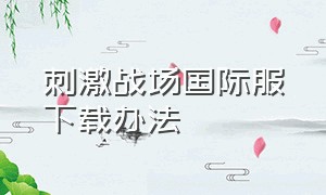 刺激战场国际服下载办法（刺激战场国际服下载方法图文步骤）