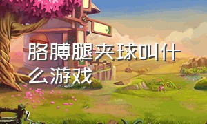 胳膊腿夹球叫什么游戏