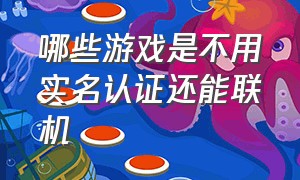 哪些游戏是不用实名认证还能联机（什么游戏可以联机但不用实名认证）