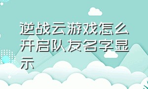 逆战云游戏怎么开启队友名字显示