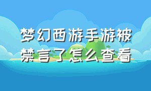 梦幻西游手游被禁言了怎么查看