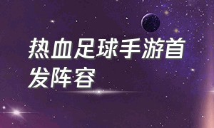 热血足球手游首发阵容