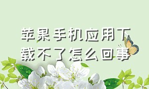 苹果手机应用下载不了怎么回事