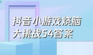 抖音小游戏烧脑大挑战54答案