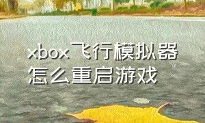 xbox飞行模拟器怎么重启游戏