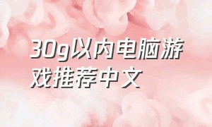 30g以内电脑游戏推荐中文