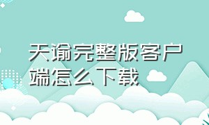 天谕完整版客户端怎么下载（天谕怎么下载官方渠道）