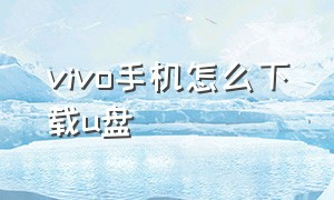 vivo手机怎么下载u盘