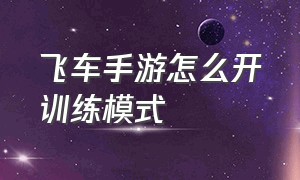 飞车手游怎么开训练模式（飞车手游训练场怎么设置加氮气）