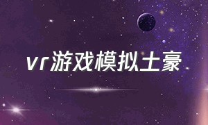 vr游戏模拟土豪