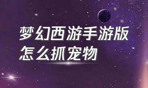 梦幻西游手游版怎么抓宠物