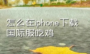 怎么在iphone下载国际服吃鸡（苹果手机怎么免费下载吃鸡国际服）