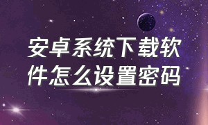 安卓系统下载软件怎么设置密码（安卓手机软件下载怎么设置密码）