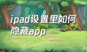 ipad设置里如何隐藏app