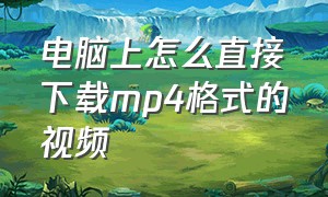 电脑上怎么直接下载mp4格式的视频