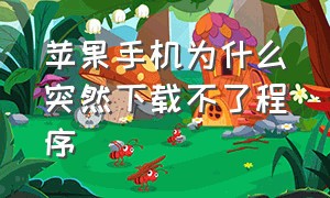 苹果手机为什么突然下载不了程序