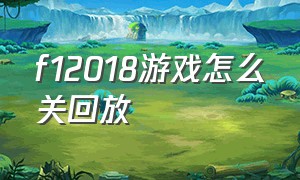 f12018游戏怎么关回放