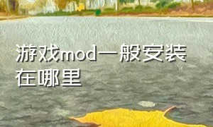 游戏mod一般安装在哪里（游戏mod一般安装在哪里好）