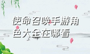 使命召唤手游角色大全在哪看