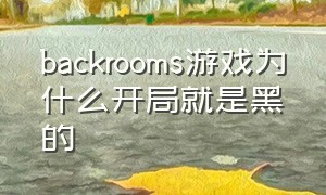 backrooms游戏为什么开局就是黑的（backrooms游戏太真实了）