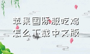 苹果国际服吃鸡怎么下载中文版