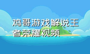 鸡哥游戏解说王者荣耀视频