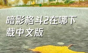 暗影格斗2在哪下载中文版