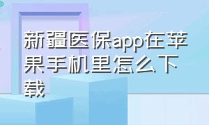 新疆医保app在苹果手机里怎么下载