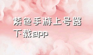 紫色手游上号器下载app（手游上号器下载app最新版）