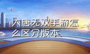 大唐无双手游怎么区分版本（大唐无双手游官网）