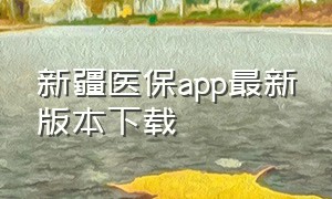 新疆医保app最新版本下载