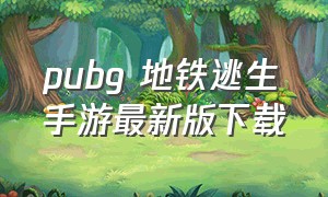 pubg 地铁逃生手游最新版下载