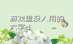 游戏里没人用的六字id（游戏双字id又好听又没人用）