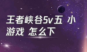 王者峡谷5v五 小游戏 怎么下（王者峡谷5v5小游戏入口）