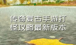 传奇复古手游打怪攻略最新版本（传奇复古手游打怪攻略最新版本下载）