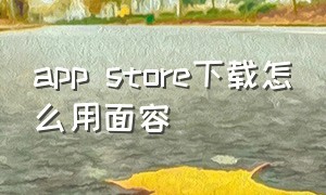 app store下载怎么用面容