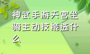 神武手游天宫坐骑主动技能选什么