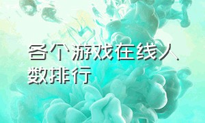 各个游戏在线人数排行