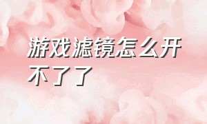 游戏滤镜怎么开不了了