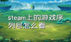 steam上的游戏序列号怎么看