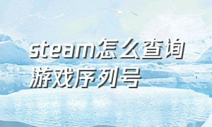 steam怎么查询游戏序列号