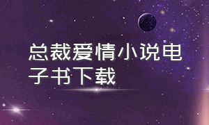 总裁爱情小说电子书下载