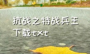 抗战之特战兵王下载txt