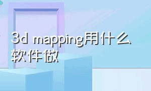 3d mapping用什么软件做（3dmapping制作方法）