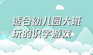 适合幼儿园大班玩的识字游戏