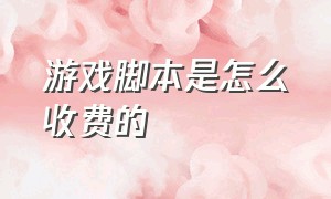 游戏脚本是怎么收费的