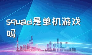 squad是单机游戏吗（squad游戏steam怎么进去）